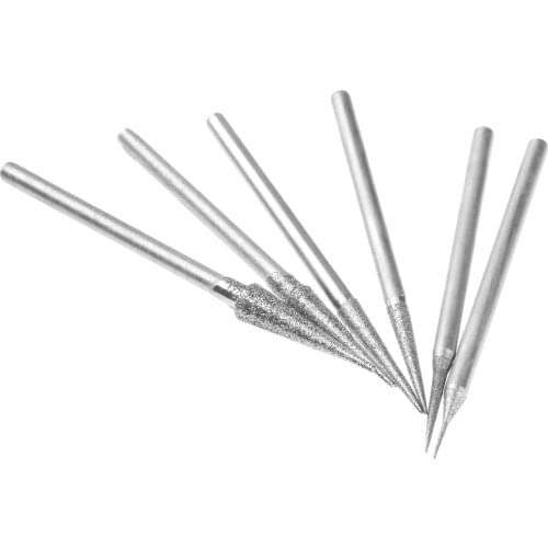 6pk 2.35mm Diamond Grinding Head Grinding Needle Bits Burrs Metal Stone Jade Engraving Carving Tools Shank 1/1.5/2/2.5/3/4mm