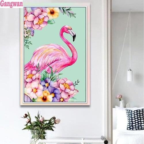 Flamingo Diamond Embroidery Bird flower diy diamond painting Cross stitch Full drilling diamond mosaic stitch cross Home Decor