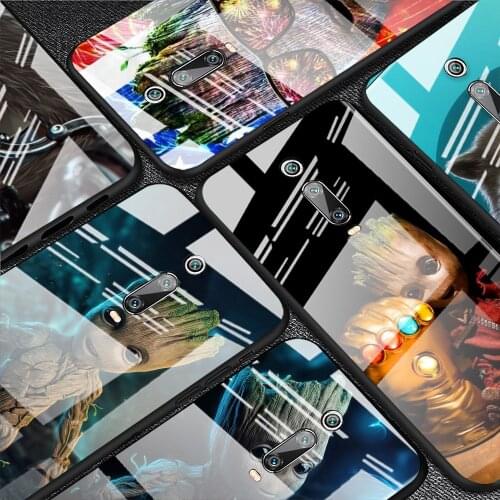 Tempered Glass Cover Marvel Avengers Super Hero Groot For Xiaomi Redmi K40 K30 K20 9T 9C 9A 9 8A 7 Pro Plus Phone Case