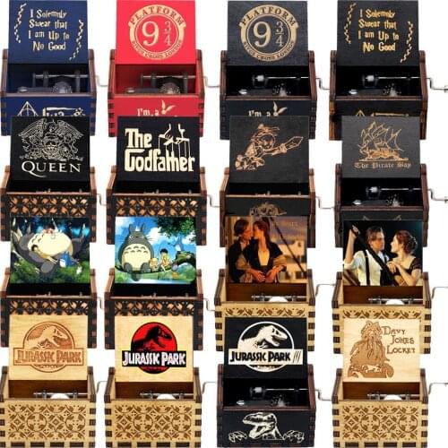 Wooden Carved Hand-Cranked Home Decor Music Box Queen Godfather Theme Music Box Caja Musical Birthday Christmas Gift