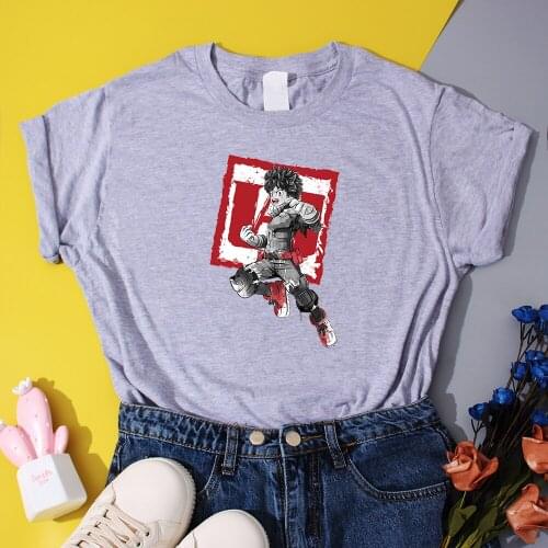 Japan Anime My Hero Academia T Shirt Midoriya Izuku Manga Women T-Shirts Vogue Vintage Female T Shirts 2021 Summer Cotton Tee
