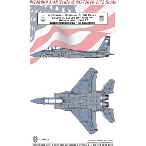 GALAXY Model G48009 G72010 1/48 1/72 Scale F-15C Colorful Eagles of 173RD FW Oregon ANG 114TH FS Decal