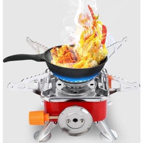 1Pcs Outdoor Gas Stove Burner Windproof Camping Stove Portable Folding Ultralight Cooking Stove Equipment For Hiking Picnic BBQ