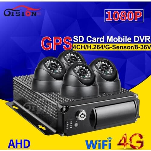CCTV Real Time Surveillance 4G GPS Wifi Dual SD 4CH Car Mobile Dvr Kits 4Pcs Indoor 2.0Mp AHD Car Camera For Vehicle Bus/Taxi
