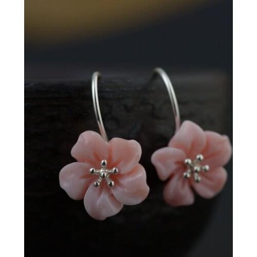 Hot New Fashion Jewelry Genuine Silver Collars S925 Pure Silver Technology Female Simple Shell Earrings Exquisite Gift