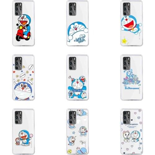 Cute Cartoon Doraemon Robot cat Phone Case For Huawei P40 P30 P20 Mate Honor 10i 30 20 i 10 40 8x 9x Pro Lite Transparent Cover