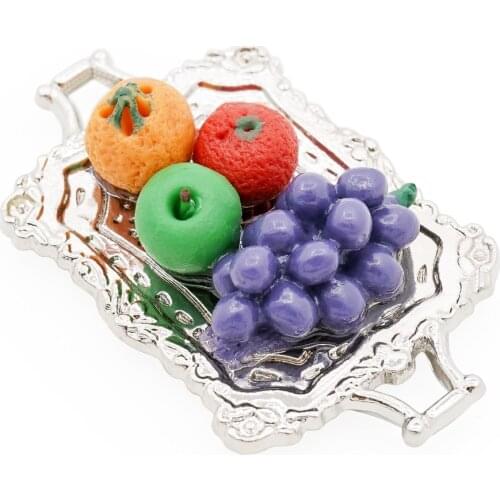 Odoria 1:12 Miniature Grape Tray Mini Simulation Fruit Cutlery Tableware Kitchen Set Dollhouse Accessories Doll House Decoration