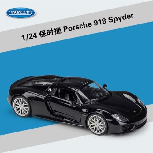 Welly 1:24 Diecast 918 Spyder Concep Open-top Black Grey Sport Cars High Simulation Vehicle Alloy Metal Model Car