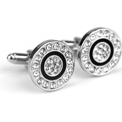 Fashion Cufflinks Studs Round Enamel Shirt Cufflinks Wedding Jewelry Crystal Cufflinks For Men