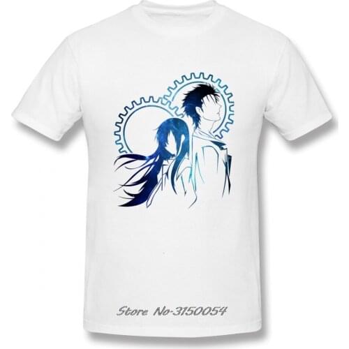 Men Okabe And Kurisu Steins Gate T Shirt New Summer Cotton Short Sleeve T-Shirt Fashion Casual T Shirt Anime Tees Tops Harajuku