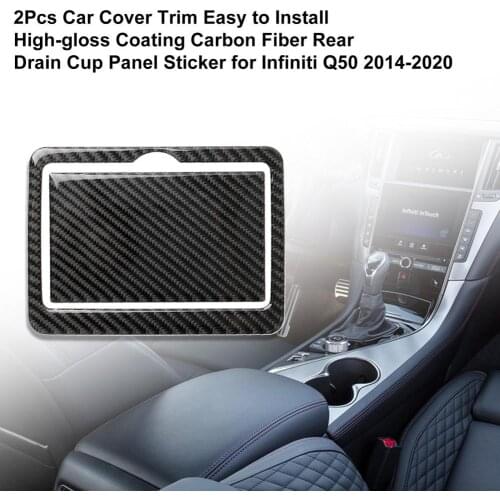 Carbon fiber rear drain cup panel sticker decoration for 2014-2020 Infiniti Q50 Interior Stickers pegatinas para coche chevrolet