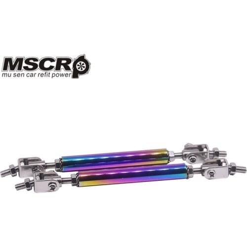 Neo Chrome Adjustable 100MM Front Bumper Lip Splitter Rod Strut Tie Bar Support