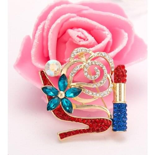 The new fashion edition brooch High heels DIY manual brooch lipstick chain.scarves buckle badges
