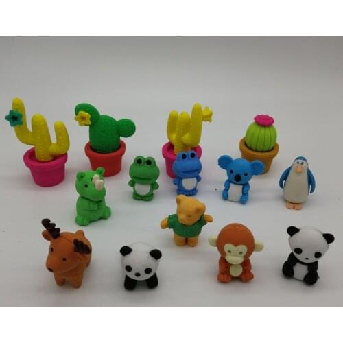2019 New Animal Eraser Party Eraser with Plant Eraser with All Rubber Eraser at Random Colors with Promotion Gifts