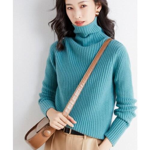 New Turtleneck Sweater Womens Personality Style Knitting Pullovers Woman Fashion Brand Pure Color Wool Sweaters Tops