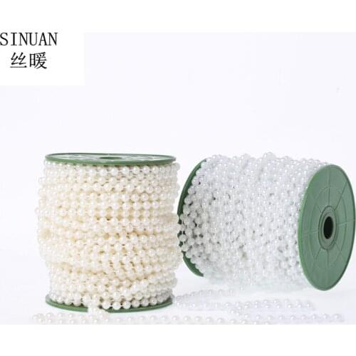 SINUAN New Style White Beads Chian Pearl Beads Acryl 6Mm Plastic Beaded 25Meter/Roll Imitation Pearl Accessories Diy Crafts
