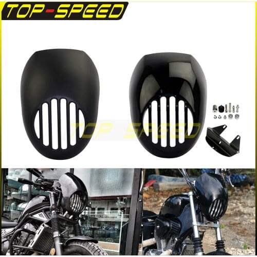Grille Prison Fairing 5.75" Front Headlight Fairing Matte /Glossy Black Retro Cafe Racer Headlight Fairing for Harley Sportster