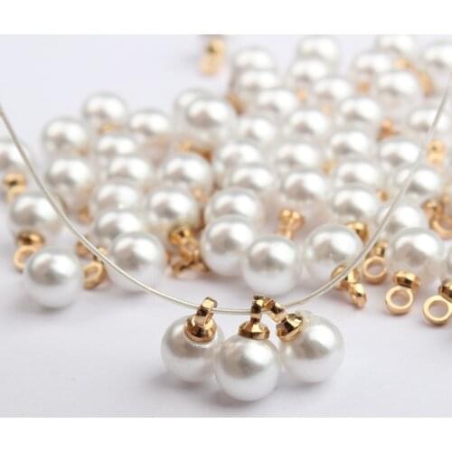 Imitation Pearl Crimp End Beads Charms Pendant 20pcs/lot 6*9mm For DIY Handmade Jewelry Earrings Making Accessories