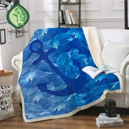 HELENGILI Anchor Sherpa Blanket Girly Floral Bedspread Velvet Plush Soft Comfortable Home Camping Aircraft Blanket