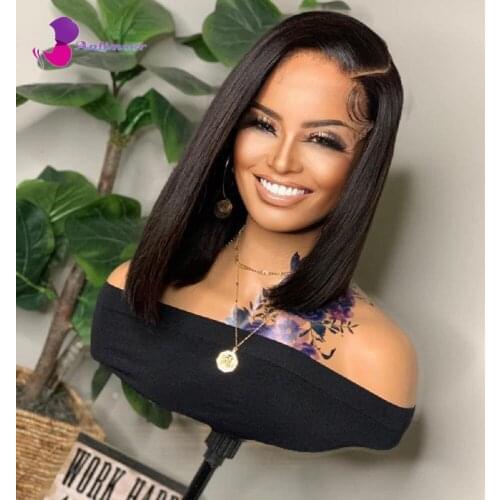 Silky Straight Bob 4x4 Lace Closure Wig Left Side Part 100% Brazilian Human Hair Wig With Closure for Women Glueless Lace Wigs