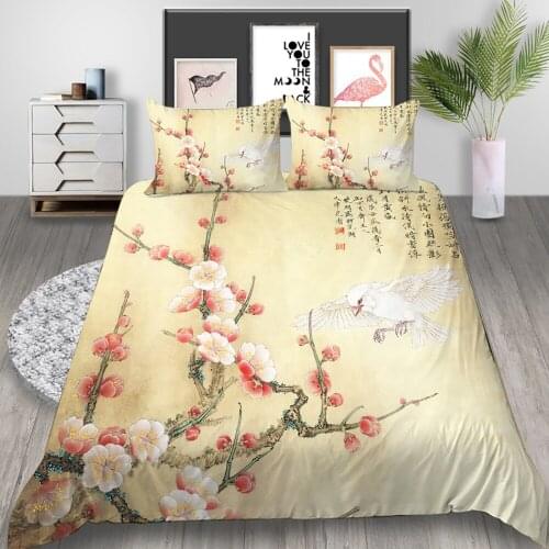Thumbedding Plum Blossom Bedding Set Chinese Elegant Poetic Duvet Cover King Queen Twin Full Single Double Unique Design Bed Set