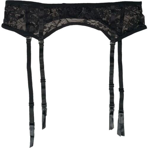 Black/White Plus Size Lace Floral Womens Garter Belt Metal Buckles Suspender Belt for Female Underwear Sexy Lingerie GA1256