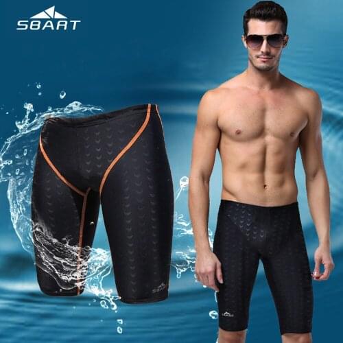 SBART Professional Mens Competitive Swimwear Shark Skin Swimsuit Brand Solid Interference Swimsuit Fifth Pants Plus Size M-5XL