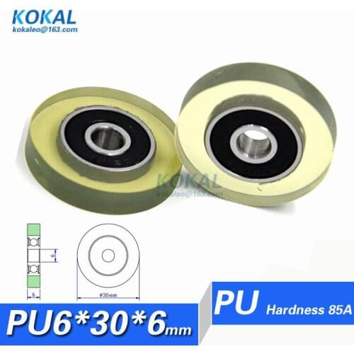 [PU0630-6]Free shipping 10PCS polyurethane money-counting ball bearing TPU rubber soft 626rs bearing wheel pulley