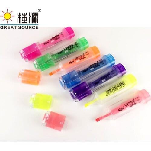 Assorted Color Highlighter Pen Oblique Tip Fast Drying Highlighter Not Easy to Fade 7pcs Multi-Colors(1 Set)