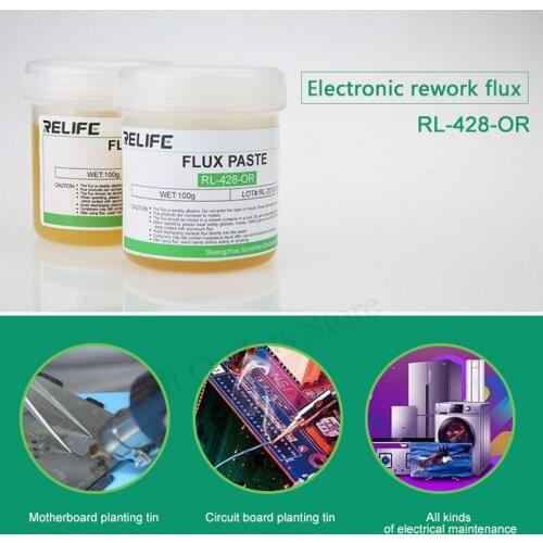 RELIFE RL-428-OR 100G Solder Paste Flux High Viscosity Imported Rosin Welding Flux For Phone SMD PCB BGA Reballing Tools
