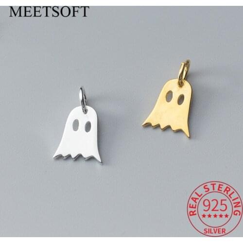 MEETSOFT Romantic 925 Sterling Silver Cute Small ghost Charms DIY Handmade Jewelry Pandent Deocration Bracelet Accessory