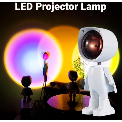 Romantic Visual Led Light 360 Degree Rotating Projector Lamp Family Party Bedroom Decoration Rainbow Sunset Atmosphere Light