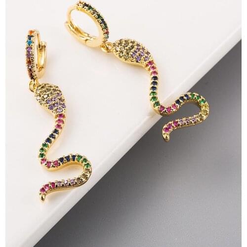 18K Gold Plated Hoop Snake Shape Drop Earrings Personalized Fashion Earings Jewelry for Women 2021