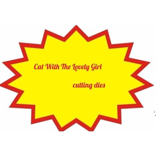 Cat on lap Girl Stamps Stencils DIY Steel Embossing Craft Lovely Girl Metal Cutting Dies New 2018 Scrapbooking Die Frame Tags