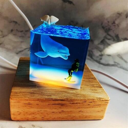 Modern Handicraft Resin Night Lights Creative Gift Ocean Whale Humpback Bedroom Decor Night Lamp Home Anime Led Light Decoration