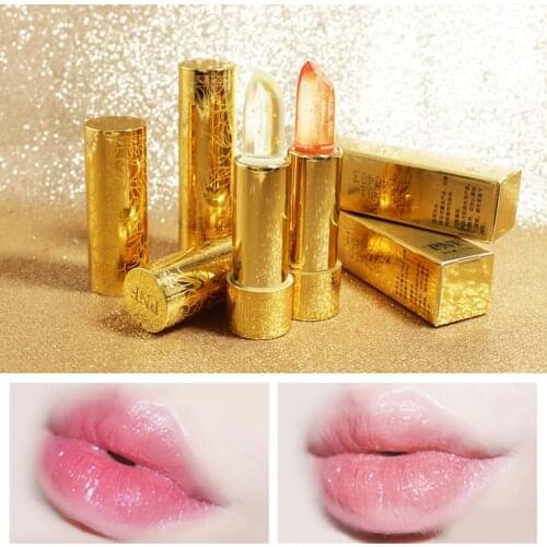 Super Hot 24K Gold Foil Jelly Lipstick Moisturizing Plumping Transparent Lip Balm Color-changing Lipstick TSLM1