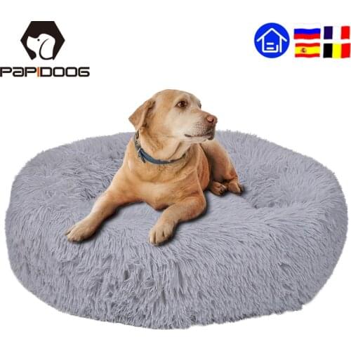 Warm Pet Dog Bed Soft Long Plush Kennel Round Fluffy Cat Mat Sofa House Comfortable Sleeping Cushion Washable Puppy Winter