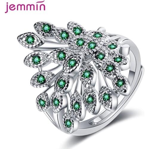 Creative Peacock Rings Antique Silver Full Zircon Rings For Women 925 Sterling Silver Fine Jewelry Christmas Gifts