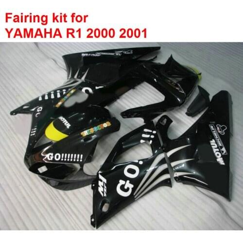 High quality ABS fairings for YAMAHA black R1 2000 2001 Injection mold fairings set YZF R1 00 01 MM89