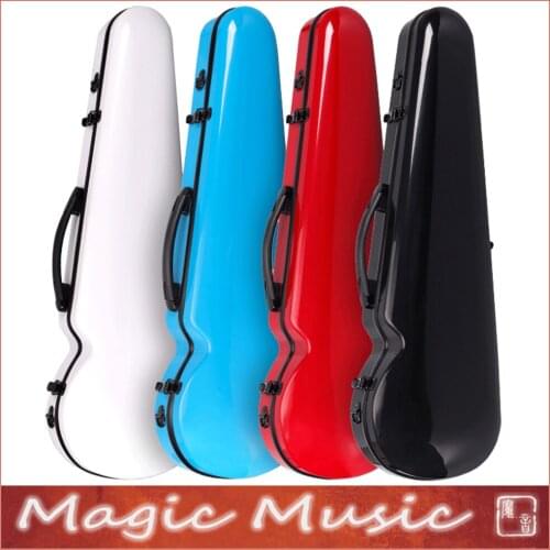 High Quality glass fiber violin case size 4/4, lightweight sturdy waterproof, white black pink red blue yellow colors