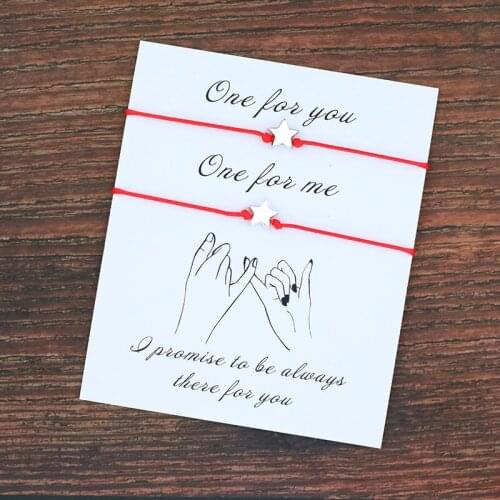 Pinky Promise Bracelet Star Charm Wish Bracelet Red String Couples Bracelets for Women Men Pinky Swear Valentines Day Gift