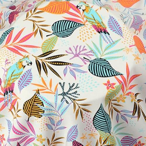 1 Meter Graceful Red Leaf Flower Rayon Fabric Viscose Patchwork Soft Smooth Fabric For Shirt Baby Cloth Dress pajamas Home Decor