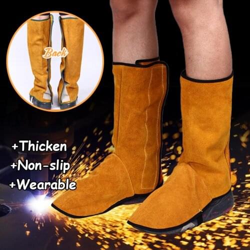1Pair Cowhide Heat Resistant Flame-Retardant Welding Boot CoverWelder Leg Foot Protection Welding Protective Shoes Safety Work