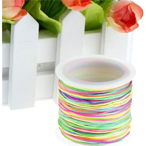 1 Roll/lot 45M Tassel Chinese Knot Line Rainbow Cord DIY Bracelet Necklace Waxed Thread Jewelry Rope