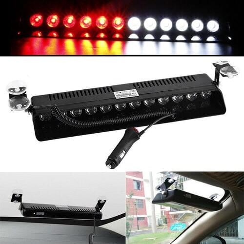 12LED Car Dash Emergency Strobe Flash Light Bar DC 12V LED Strobe Light Bar Police Warning Lamp 12W Dashboard