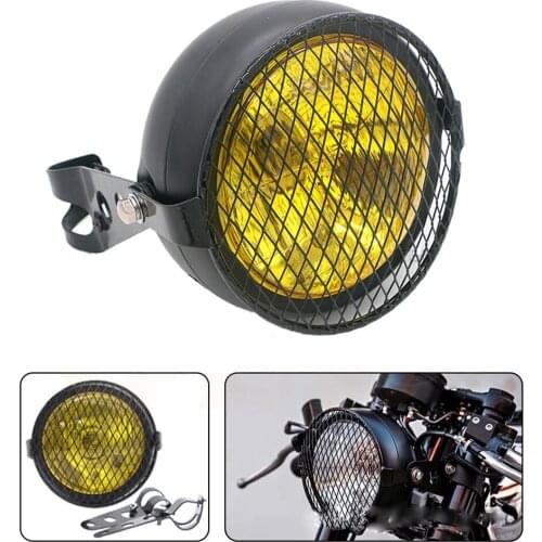 12V Retro Motorcycle Headlight Grill Side Mount Cover With Bracket Motorcycle Side Mount Headlight Cover 35-43mm