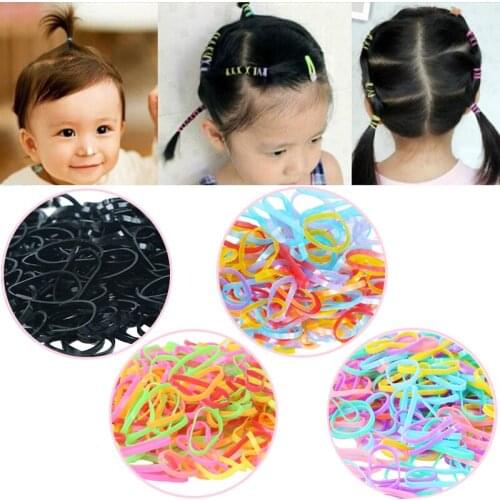 200 Pcs Girls Mixed Color Small Elastic Hair Bands Children Hair Holder Rubber Bands Headband Kids Hair Accessories