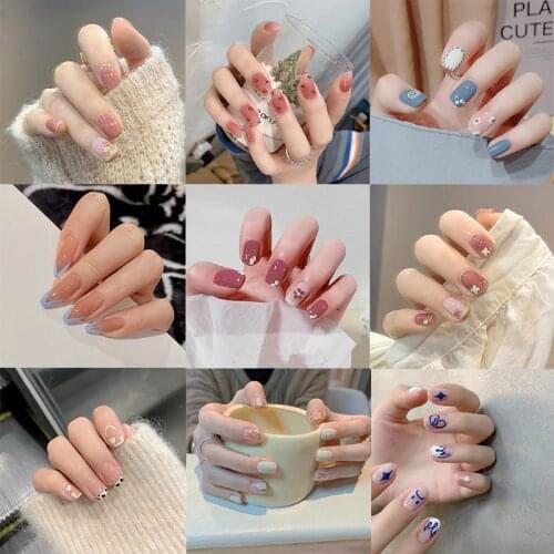 24pcs / Box Strawberry Flame Pattern False Nail Pressed On The Finished Patch Fully Covered With Medium Length Holiday Nail