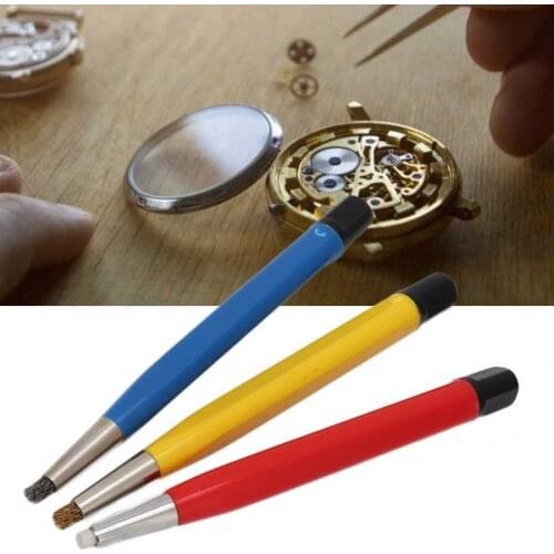 3pcs/set Rust Removal Brush Pen Fiberglass Brass Steel Scratch Brush Clean Pen Watch Parts Polishing Tool Watch Parts Accessory