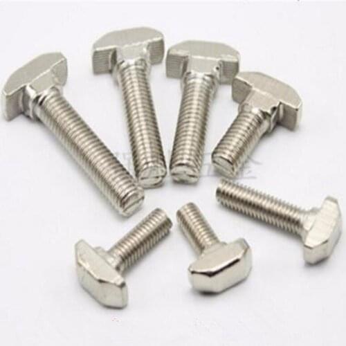 30pcs 3030 Series M6 Hammer Head T Bolt Screw Nickel Plated For 3030 Aluminum Profile T-slot M6*12/16/20/25mm